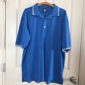 Footjoy Golf Short Sleeve Polo Stripe Knit Collar Blue Size XXL